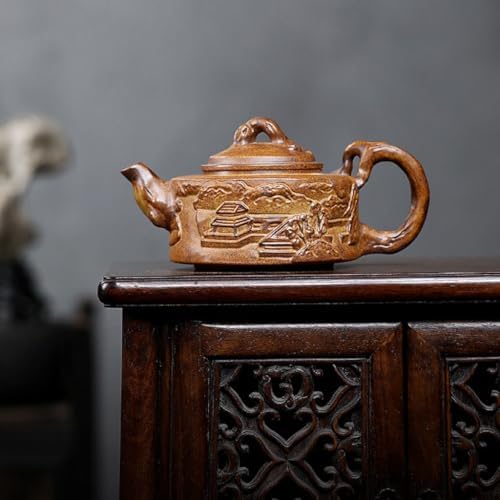 Tea Kettle Creative Stoneware Relief Dezhong Teapot Office Single Pot Tea Maker Ceramic Tea Infuser - Image 6