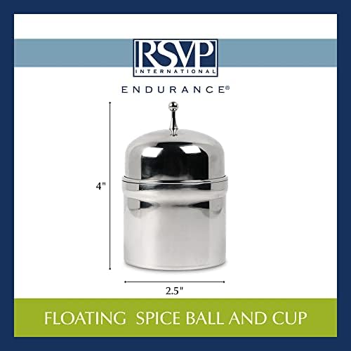 RSVP International Endurance Kitchen Collection Stainless Steel Mesh Floating Spice Infuser for Soups, Stews or Large Tea Pot, Ball, 2.5x4"; 0.5 Cup Capacity - Image 3