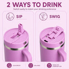 Farsea 40oz Insulated Stainless Steel Travel Tumbler with Handle & Straw - Image 5