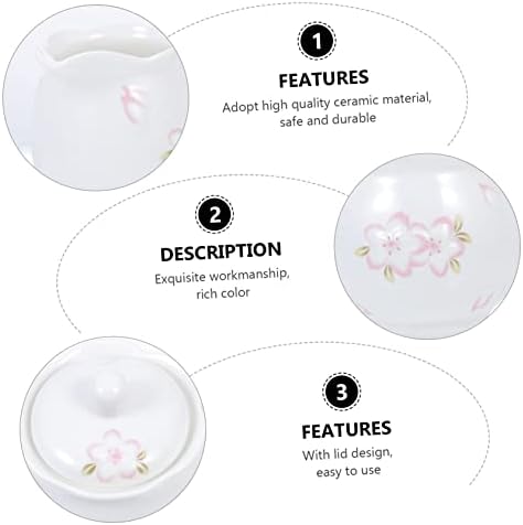 1 Set Ceramic Milk Jug Sugar Bowl White Utensils Set Coffee Syrup Set Coffee Dripper Set Ceramic Sugar Jar Candy Canister Tea Mug with Lid Coffee Pot Sugar Pot with Lid Ceramics Jars (Bianco 12X7.5CM) - Image 2