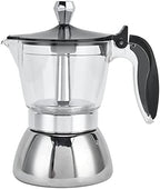 plplaaoo Moka Pot Stovetop Espresso Coffee Maker, 200 ml, Stainless Steel, Modern Style, Transparent Upper Pot by plplaaoo