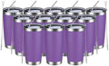 MEWAY 20oz Tumbler 12 Pack Double Wall Vacuum Insulated Travel Mug Bulk, Stainless Steel Tumblers with Lid and Straw, Durable Powder Coated Coffee Cups for Cold & Hot Drinks (Purple, 12) by MEWAY
