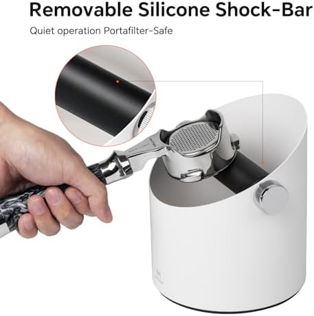 Large 20-Puck Espresso Knock Box, Removable Silicone Bar, White - Image 2