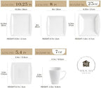 MALACASA 30 Piece Porcelain Dinnerware Set, Square Plates and Bowls for 6 - Image 2
