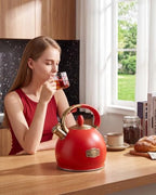 Whistling Tea Kettle Stovetop Stainless Steel, 2.64 Quart （Red） - Image 5