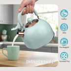 V&L 2.6 Qt Green Whistling Tea Kettle for Stovetop - Image 7