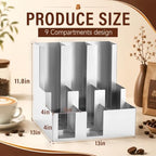 9 Compartment Stainless Steel Vertical Coffee Cup and Lid Dispenser - Image 2