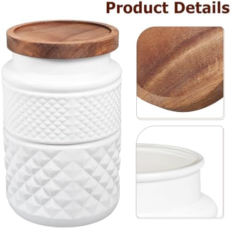 Hemobllo 2 Piece White Glass Storage Jars, 1800ml Airtight Canisters - Image 3