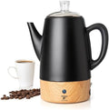 Moss & Stone 10 Cup Black Electric Percolator Coffee Pot, Stainless Steel by Mossstone