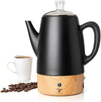 Moss & Stone 10 Cup Black Electric Percolator Coffee Pot, Stainless Steel by Mossstone