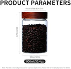 2 Pcs 30 fl.oz Glass Jars with screw Acacia Lids, Food Storage Containers with Airtight Lid,Coffee Container Jar Set for coffee bean,Nut, Candy, Cereal, Snacks,Overnight Oats,Tea,Spice - Image 2