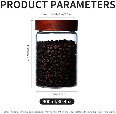 2 Pcs 30 fl.oz Glass Jars with screw Acacia Lids, Food Storage Containers with Airtight Lid,Coffee Container Jar Set for coffee bean,Nut, Candy, Cereal, Snacks,Overnight Oats,Tea,Spice - Image 2