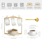 YOLIFE 2.5 OZ Porcelain Espresso Cups Set with Saucers and Foldable Stand - Image 2