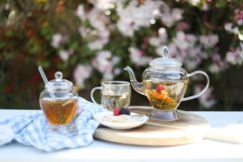 Teabloom Le Bouquet Glass Teapot with Two Gourmet Blooming Tea Flowers - 34 Oz /1 L Capacity (Up to 4 Cups of Tea) - Image 3