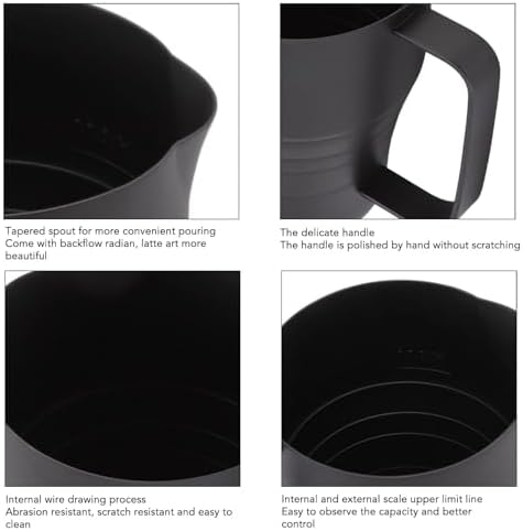 Stainless Steel Milk Frother Cup, 900ml Capacity, Tapered Spout for Easy Pouring, Internal and External Scale Lines, Sturdy and Hygienic - Image 2