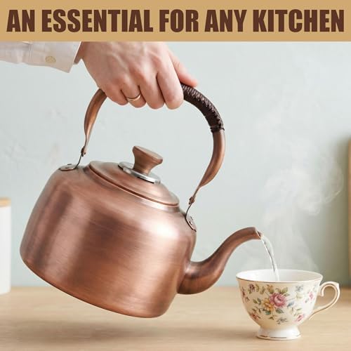 Tea Kettle Stovetop Whistling Copper Tea Pot for Stove 3.5QT Teapot Kettle - Image 2