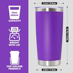 20oz Tumbler Stainless Steel Tumbler Coffee Tumbler with Lid Purple, 8P - Image 4