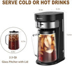 LITIFO Iced Tea Maker and Iced Coffee Maker Brewing System with 2.5-quart Pitcher, sliding strength selector for Taste Customization, Stainless Steel (Black 2.0) - Image 6