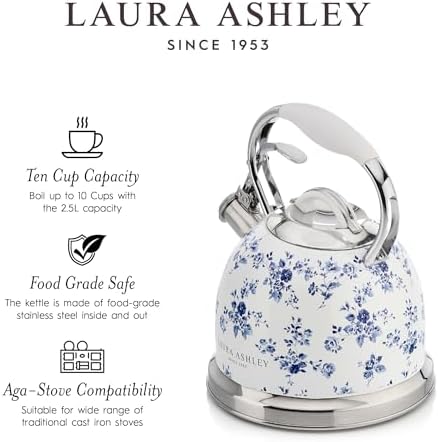 Laura Ashley China Rose Whistling Tea Kettle Stovetop, Tea Pot for Stove - Image 4