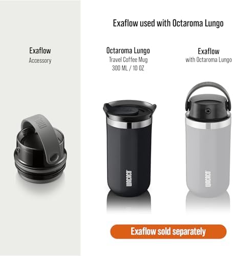 WACACO Octaroma Lungo Vacuum Insulated Coffee Mug, Double-wall Stainless Steel Travel Tumbler With Drinking Lid, 10 fl oz(300ml), Ceramic Black - Image 6