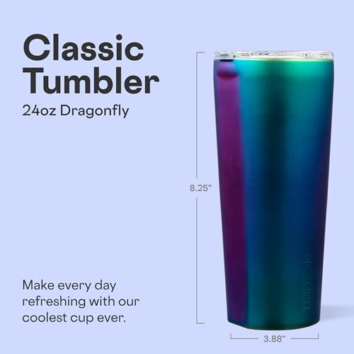 Corkcicle Insulated Tumbler with Sliding Lid, 24 oz, Dragonfly - Image 2