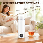Portable Travel Electric Tea Kettle,6 Preset Temp Plug-in Keep Warm,15 OZ Small Hot Water Boiler,304 Stainless Steel,Auto Shutoff&Boil Dry Protection,Termo Electrico Portatil Black for RV Travel - Image 4