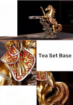 Glass Kungfu Teapot Set Tea maker with Infuser Semi Automatic Tea Set (Golden red horse) - Image 2