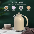 ASCOT Electric Kettle, 1.5L Stainless Steel Interior Water Boiler, Cream - Image 5