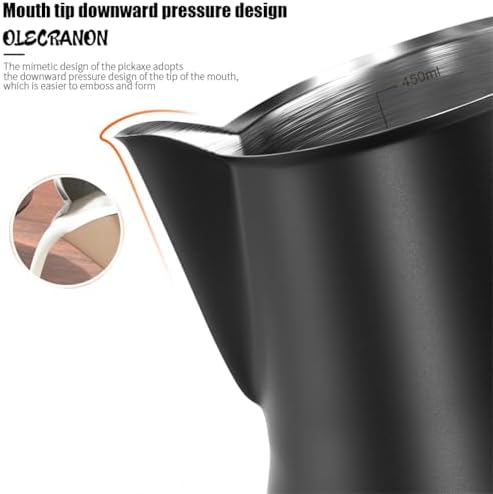 350/500ml Stainless Steel Milk Frothing Pitcher Coffee Barista Frother Pitcher Espresso Steaming Frother Latte Cup Milk Jug(grey 500ml) - Image 6