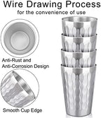 Beasea Stainless Steel Cups 15 oz, 8 Pack Large Stackable Stainless Steel Tumbler Bulk Double Wall Insulated Metal Pint Glasses Tin Cups for Drinking Home Restaurant Office Party Camping - Image 3