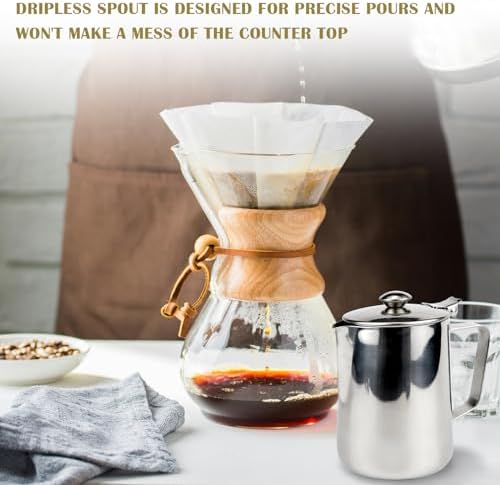DOERDO Milk Pitcher 600ml Stainless Steel Coffee Cup Mug Milk Frothing Pitcher Jug with Handle for Office Kitchen - Image 5