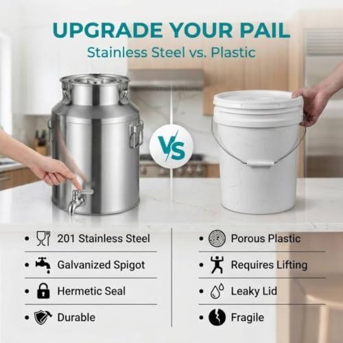35L/9.25Gal Stainless Steel Milk Can with Spigot Beverage Water Dispenser - Image 5
