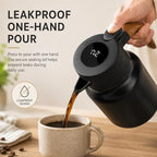Insulated Coffee Carafe 1000ml, Thermal Coffee Carafe with Temperature Display and Tea Infuser, Carafe for Hot Water, Coffee, Milk, Juice, Office, Travel, Camping (Matte Black) - Image 5