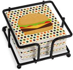 CafePress Mod Polka Dot Burger Tumbled Stone - Set of 4 Coasters Set of 4 w/holder by CafePress