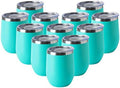 HASLE OUTFITTERS 12oz Wine Tumbler with Lid Stemless Wine Glasses Double Wall Vacuum Travel Mugs stainless steel Coffee Cup for Cold & Hot Drinks Wine Coffee Cocktails Beer 12 Pack Light Blue by HASLEOUTFITTERS