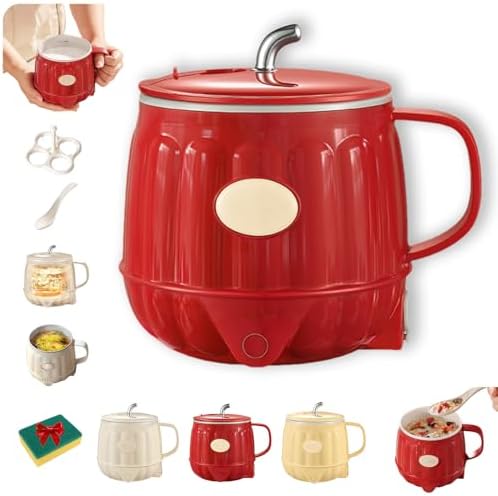Multifunction Electric Heated Milk Cup, 600ml 3-in-1 Mini Electric Heater Cup, 600ml Portable Hot Milk Coffee Cups for Quick Meals and Beverages at Home or in The Office (1Pc Red) by Unknown