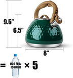Tea Kettle, Toptier Teapot Whistling Kettle with Wood Pattern Handle Loud Whistle, Food Grade Stainless Steel Tea Pot for Stovetops Induction Diamond Design Water Kettle, 2.7-Quart Dark Green - Image 2