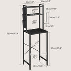 MAHANCRIS Bakers Rack with Mini Fridge Shelf, 3-Tier Microwave Stand, Coffee Bar Station with Paper Holder, Freestanding Kitchen Storage Rack, for Kitchen, Black BRBK5401 - Image 3