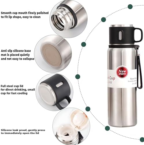 1000ml Double wall vacuum Leakproof stainless steel wide mouth insulated water bottle,tea tumbler with tea strainer infuser basket,cup and lid; travel coffee thermoses hot drinks,cold thermal flask - Image 2