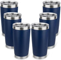 20oz Stainless Steel Tumbler Bulk with Lid, Travel Mug - Double Wall Vacuum Powder Coated Cup - Navy Blue, 6 Pack by Unknown