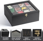 Rae Dunn Tea Bag Organizer - Tea Box Divided Storage Container Box with Hinge Lid for Kitchen Cabinet, Countertop, Pantry, Hold Coffee Pods, Seasoning Packets, Condiments, Black - Image 4