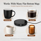 BESTINNKITS Coffee Mug Warmer & Mug Set for Desk, 14oz Ceramic Mug, Black - Image 5