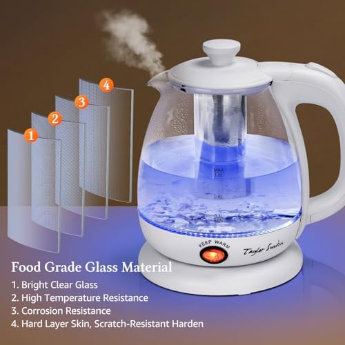 Taylor Swoden Electric Kettle With Tea Infuser, 1L, White - Image 5
