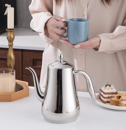 SANQIAHOME Stainless Steel Teapot with Infuser Silver 58Oz - Image 2