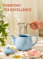 Sweese Porcelain Teapot 27 oz with Infuser for Loose Leaf Tea, Bluish Grey - Image 5