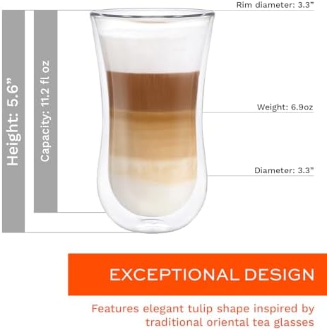 Stölzle Lausitz Set of 2 Coffee 'N More Coffee Glasses (XL / 11.25 Fl oz) Coffee Cups, Double Walled Glass Coffee Mugs for Hot or Cold Drinks - Genuine Stölzle Insulated Glass Mugs - Image 5