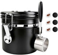 ShanSon Coffee Canister Airtight, Stainless Steel Bean Storage Container with Date Tracker & Scoop, Grounds Sugar Flour Tea Cereal Fits Kitchen Pantry, Ideal Gift for Coffee Lovers,12oz, Black by ShanSon
