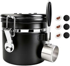 ShanSon Coffee Canister Airtight, Stainless Steel Bean Storage Container with Date Tracker & Scoop, Grounds Sugar Flour Tea Cereal Fits Kitchen Pantry, Ideal Gift for Coffee Lovers,12oz, Black by ShanSon