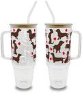 Sip-Sip Hooray! Dachshund Dog Mom 40oz Glass Tumbler with Lid and Straw by Sip-SipHooray
