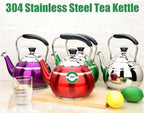 Whistling Tea Kettle, Food Grade Stainless Steel Tea kettle for Stove Top with Ergonomic Handle for Gas, Induction, Electric Stove Tops(Purple,2L) - Image 3